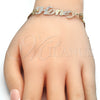 Oro Laminado Fancy Bracelet, Gold Filled Style Nameplate Design, Polished, Tricolor, 03.63.1977.1.08 (04 MM Thickness, 8 Inches Length)