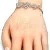 Oro Laminado Fancy Bracelet, Gold Filled Style Nameplate Design, Polished, Tricolor, 03.63.1979.1.08 (04 MM Thickness, 8 Inches Length)