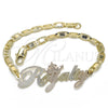 Oro Laminado Fancy Bracelet, Gold Filled Style Nameplate Design, Polished, Tricolor, 03.63.1979.1.08 (04 MM Thickness, 8 Inches Length)