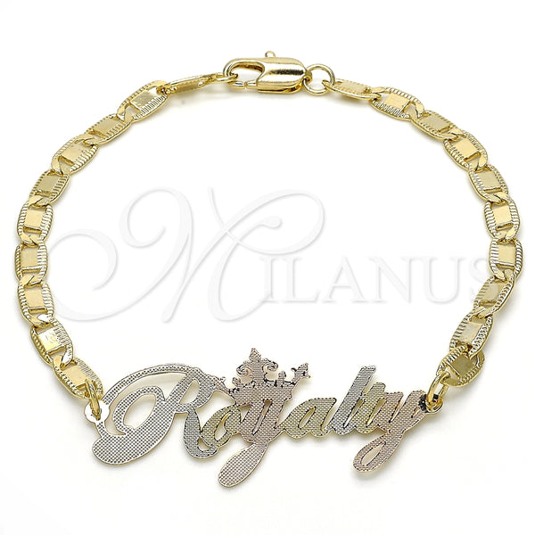 Gold Filled Bracelet — Fancy Bracelet Nameplate Design Polished Tricolor 03.63. 04 — main product view — SKU 125011 | Oro Laminado brazalete — elegante Bracelet Nameplate diseño pulido Tricolor 03.63. 04 — SKU 125011