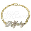Oro Laminado Fancy Bracelet, Gold Filled Style Nameplate Design, Polished, Tricolor, 03.63.1979.1.08 (04 MM Thickness, 8 Inches Length)
