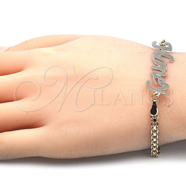 Gold Filled Bracelet — Fancy Bracelet Polished Tricolor 03.63. 04 MM Thickness — alternate product view — SKU 125012 | Oro Laminado brazalete — elegante Bracelet pulido Tricolor 03.63. 04 MM Thickness — SKU 125012
