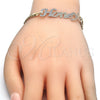 Oro Laminado Fancy Bracelet, Gold Filled Style Polished, Tricolor, 03.63.1971.1.08 (04 MM Thickness, 8 Inches Length)