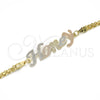 Oro Laminado Fancy Bracelet, Gold Filled Style Polished, Tricolor, 03.63.1971.1.08 (04 MM Thickness, 8 Inches Length)