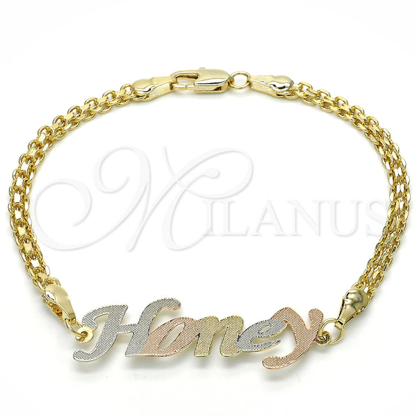 Gold Filled Bracelet — Fancy Bracelet Polished Tricolor 03.63. 04 MM Thickness — main product view — SKU 125012 | Oro Laminado brazalete — elegante Bracelet pulido Tricolor 03.63. 04 MM Thickness — SKU 125012
