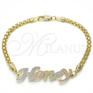 Gold Filled Bracelet — Fancy Bracelet Polished Tricolor 03.63. 04 MM Thickness — main product view — SKU 125012 | Oro Laminado brazalete — elegante Bracelet pulido Tricolor 03.63. 04 MM Thickness — SKU 125012