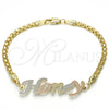 Oro Laminado Fancy Bracelet, Gold Filled Style Polished, Tricolor, 03.63.1971.1.08 (04 MM Thickness, 8 Inches Length)