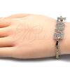 Oro Laminado Fancy Bracelet, Gold Filled Style Nameplate and Love Design, Polished, Tricolor, 03.63.1972.1.08 (04 MM Thickness, 8 Inches Length)