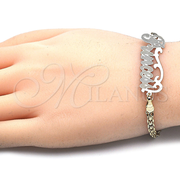 Gold Filled Bracelet — Fancy Bracelet Nameplate Design Polished Tricolor 03.63. 04 — alternate product view — SKU 125014 | Oro Laminado brazalete — elegante Bracelet Nameplate diseño pulido Tricolor 03.63. 04 — SKU 125014