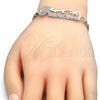 Oro Laminado Fancy Bracelet, Gold Filled Style Nameplate Design, Polished, Tricolor, 03.63.1973.1.08 (04 MM Thickness, 8 Inches Length)