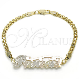 Gold Filled Bracelet — Fancy Bracelet Nameplate Design Polished Tricolor 03.63. 04 — main product view — SKU 125014 | Oro Laminado brazalete — elegante Bracelet Nameplate diseño pulido Tricolor 03.63. 04 — SKU 125014