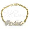 Oro Laminado Fancy Bracelet, Gold Filled Style Nameplate Design, Polished, Tricolor, 03.63.1973.1.08 (04 MM Thickness, 8 Inches Length)
