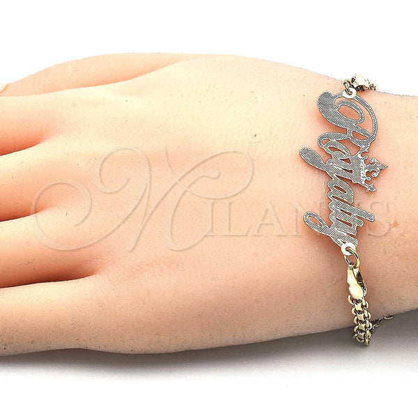 Gold Filled Bracelet — Fancy Bracelet Nameplate Design Polished Tricolor 03.63. 04 — main product view — SKU 125015 | Oro Laminado brazalete — elegante Bracelet Nameplate diseño pulido Tricolor 03.63. 04 — SKU 125015