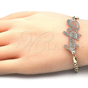 Gold Filled Bracelet — Fancy Bracelet Nameplate Design Polished Tricolor 03.63. 04 — main product view — SKU 125015 | Oro Laminado brazalete — elegante Bracelet Nameplate diseño pulido Tricolor 03.63. 04 — SKU 125015