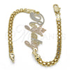 Oro Laminado Fancy Bracelet, Gold Filled Style Nameplate Design, Polished, Tricolor, 03.63.1974.1.08 (04 MM for wholesale, additional product view 5