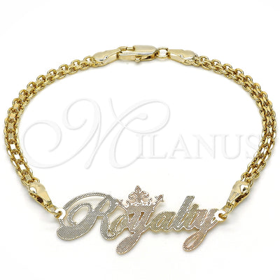 Oro Laminado Fancy Bracelet, Gold Filled Style Nameplate Design, Polished, Tricolor, 03.63.1974.1.08 (04 MM for wholesale, main product view