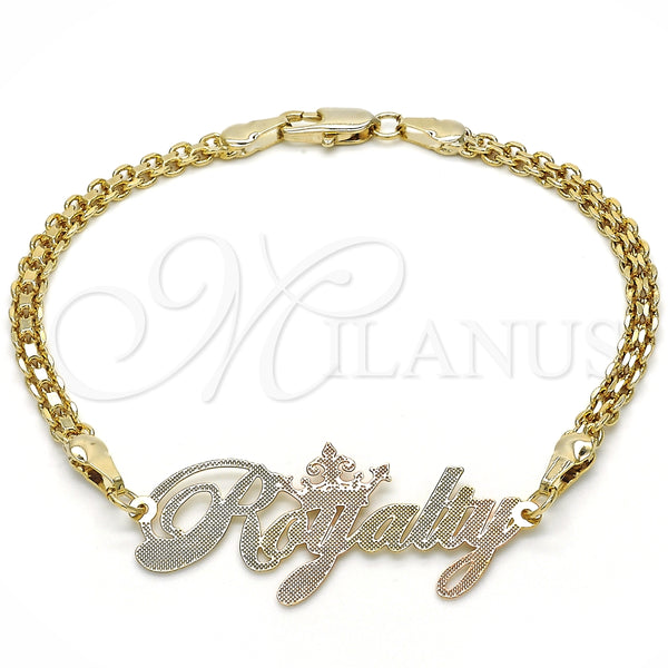 Oro Laminado Fancy Bracelet, Gold Filled Style Nameplate Design, Polished, Tricolor, 03.63.1974.1.08 (04 MM for wholesale, main product view