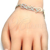 Oro Laminado Fancy Bracelet, Gold Filled Style Nameplate Design, Polished, Tricolor, 03.63.1975.1.08 (04 MM Thickness, 8 Inches Length)