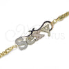 Oro Laminado Fancy Bracelet, Gold Filled Style Nameplate Design, Polished, Tricolor, 03.63.1975.1.08 (04 MM Thickness, 8 Inches Length)
