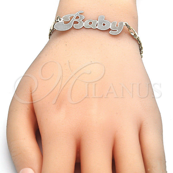 Gold Filled Bracelet — Fancy Bracelet Nameplate Design Polished Tricolor 03.63. 04 — main product view — SKU 125017 | Oro Laminado brazalete — elegante Bracelet Nameplate diseño pulido Tricolor 03.63. 04 — SKU 125017