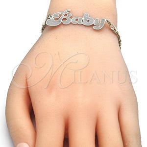 Gold Filled Bracelet — Fancy Bracelet Nameplate Design Polished Tricolor 03.63. 04 — main product view — SKU 125017 | Oro Laminado brazalete — elegante Bracelet Nameplate diseño pulido Tricolor 03.63. 04 — SKU 125017