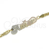 Oro Laminado Fancy Bracelet, Gold Filled Style Nameplate Design, Polished, Tricolor, 03.63.1978.1.08 (04 MM Thickness, 8 Inches Length)