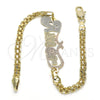 Oro Laminado Fancy Bracelet, Gold Filled Style Nameplate Design, Polished, Tricolor, 03.63.1978.1.08 (04 MM Thickness, 8 Inches Length)