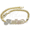 Oro Laminado Fancy Bracelet, Gold Filled Style Nameplate Design, Polished, Tricolor, 03.63.1978.1.08 (04 MM Thickness, 8 Inches Length)