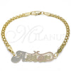 Oro Laminado Fancy Bracelet, Gold Filled Style Nameplate Design, Polished, Tricolor, 03.63.1978.1.08 (04 MM Thickness, 8 Inches Length)