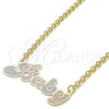 Oro Laminado Pendant Necklace, Gold Filled Style Nameplate Design, Polished, Tricolor, 04.63.1384.1.18 (03 MM Thickness, 18 Inches Length)