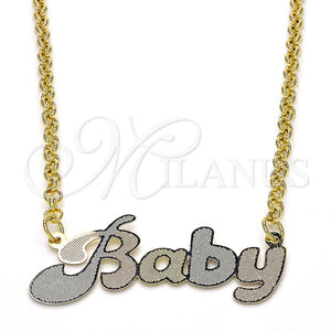 Gold Filled Necklace — Pendant Necklace Nameplate Design Polished Tricolor 04.63. 03 — main product view — SKU 125019 | Oro Laminado collar — Pendant Necklace Nameplate diseño pulido Tricolor 04.63. 03 — SKU 125019
