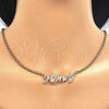 Oro Laminado Pendant Necklace, Gold Filled Style Nameplate Design, Polished, Tricolor, 04.63.1385.1.18 (03 MM Thickness, 18 Inches Length)