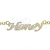 Oro Laminado Pendant Necklace, Gold Filled Style Nameplate Design, Polished, Tricolor, 04.63.1385.1.18 (03 MM Thickness, 18 Inches Length)