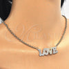 Oro Laminado Pendant Necklace, Gold Filled Style Nameplate and Love Design, Polished, Tricolor, 04.63.1386.1.18 (03 MM Thickness, 18 Inches Length)