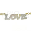 Oro Laminado Pendant Necklace, Gold Filled Style Nameplate and Love Design, Polished, Tricolor, 04.63.1386.1.18 (03 MM Thickness, 18 Inches Length)