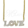 Oro Laminado Pendant Necklace, Gold Filled Style Nameplate and Love Design, Polished, Tricolor, 04.63.1386.1.18 (03 MM Thickness, 18 Inches Length)