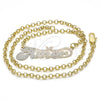 Oro Laminado Pendant Necklace, Gold Filled Style Nameplate Design, Polished, Tricolor, 04.63.1387.1.18 (04 MM Thickness, 18 Inches Length)