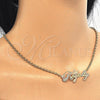 Oro Laminado Pendant Necklace, Gold Filled Style Nameplate Design, Polished, Tricolor, 04.63.1388.1.18 (03 MM Thickness, 18 Inches Length)