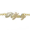 Oro Laminado Pendant Necklace, Gold Filled Style Nameplate Design, Polished, Tricolor, 04.63.1388.1.18 (03 MM Thickness, 18 Inches Length)