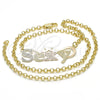 Oro Laminado Pendant Necklace, Gold Filled Style Nameplate Design, Polished, Tricolor, 04.63.1389.1.18 (03 MM Thickness, 18 Inches Length)