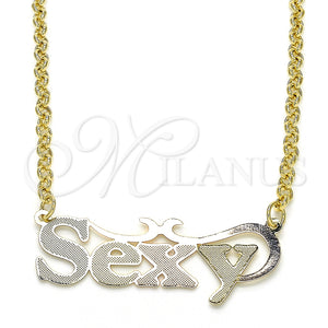 Gold Filled Necklace — Pendant Necklace Nameplate Design Polished Tricolor 04.63. 03 — main product view — SKU 125024 | Oro Laminado collar — Pendant Necklace Nameplate diseño pulido Tricolor 04.63. 03 — SKU 125024