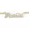 Oro Laminado Pendant Necklace, Gold Filled Style Nameplate Design, Polished, Tricolor, 04.63.1390.1.18 (03 MM Thickness, 18 Inches Length)