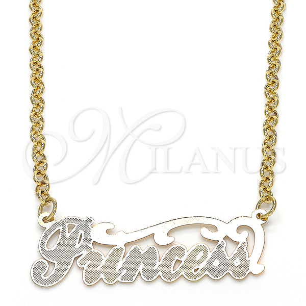 Gold Filled Necklace — Pendant Necklace Nameplate Design Polished Tricolor 04.63. 03 — main product view — SKU 125025 | Oro Laminado collar — Pendant Necklace Nameplate diseño pulido Tricolor 04.63. 03 — SKU 125025