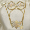 Oro Laminado Necklace, Bracelet and Earring, Gold Filled Style Polished, Tricolor, 06.63.0236.1