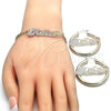Oro Laminado Necklace, Bracelet and Earring, Gold Filled Style Polished, Tricolor, 06.63.0238.1