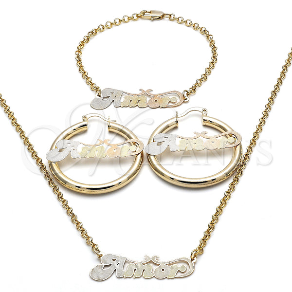 Gold Filled Ring — Necklace Bracelet and Earring Polished Tricolor 06.63. — main product view — SKU 125028 | Oro Laminado anillo — Necklace Bracelet and Earring pulido Tricolor 06.63. — SKU 125028