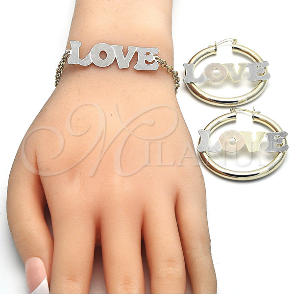 Gold Filled Ring — Necklace Bracelet and Earring Love Design Polished Tricolor — alternate product view — SKU 125029 | Oro Laminado anillo — Necklace Bracelet and Earring Love diseño pulido Tricolor — SKU 125029