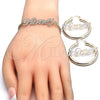Oro Laminado Necklace, Bracelet and Earring, Gold Filled Style Polished, Tricolor, 06.63.0250.1