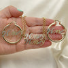 Oro Laminado Necklace, Bracelet and Earring, Gold Filled Style Polished, Tricolor, 06.63.0250.1