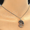 Oro Laminado Pendant Necklace, Gold Filled Style with Black and White Cubic Zirconia, Polished, Golden Finish, 04.210.0005.18 (02 MM Thickness, 18 Inches Length)